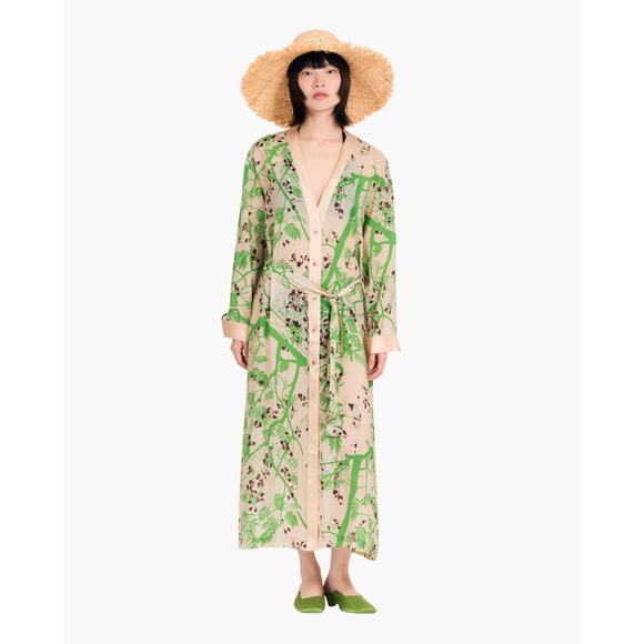 Lost Pattern Dresses & Skirts - Large LOST PATTERN Coco Dream Belted Kaftan Shirt Dress Green Caftan Coverup
